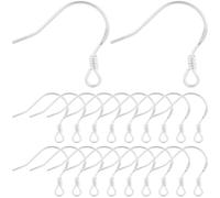 Beebeecraft 10 Pairs 925 Sterling Silver Ear Wires, 14mm Fish French Wire Earring Hooks with Loop 1Pc Polishing Cloth for Jewellery Making Diy Women Ear Crafts Findings