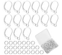 Beebeecraft 100 Sets Leverback Earring Hooks with Jump Rings 925 Sterling Silver Plated Dangle French Hook Earring Findings Earwire Set with Loop for Jewellery Making Diy Ear Craft Supplies