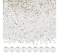 Beebeecraft 1000Pcs 925 Sterling Silver Plated Spacer Beads 2mm Small Round Metal Spacer Beads Seamless Ball Loose Beads for Jewellery Making Hawaii Layered Bracelet Necklace DIY Crafts (Hole: 0.8mm)
