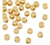 Beebeecraft 100Pcs 18K Gold Plated 4mm Spacer Beads Cube Column Barrel Flower Spacers Loose Beads for Jewelry Necklace Earring Bracelets Making