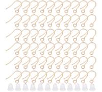 Beebeecraft 100Pcs 316 Surgical Stainless Steel Earring Hooks, Silver Ear Wire Hooks Fish Earring Findings with 100Pcs Plastic Ear Nuts for Jewelry Making Women Diy Crafts