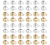 Beebeecraft 100Pcs 4 Styles Crimp Bead 14K Gold & 925 Sterling Silver Plated Cord End Crimp Beads for Jewelry Making Supplies