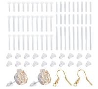Beebeecraft 100Pcs 5 Styles Earrings Sleeves Clear Tube Plastic Earrings for Sensitive Ears Piercing Protectors with 100Pcs Silicone Ear Nut for Ears Blank Earring Pin Studs Jewelry Findings