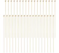 Beebeecraft 100Pcs Ball Head Pins 50mm 2 Inch 14K Gold Plated Straight Bendable 0.5mm Beading Pins for Jewellery Making Charms Earring Bracelet Necklace Pendants Accessories Diy Crafts