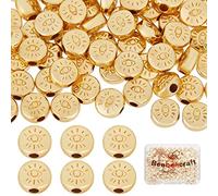 Beebeecraft 100Pcs/Box Evil Eye Spacer Beads 18K Gold Plated Monster Eye Beads Charm 5x7mm Loose Jewelry Making Beads for DIY Bracelet Earring Necklace