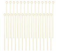 Beebeecraft 100Pcs/Box Open Eye Pins 18K Gold Plated Earring Head Pins 50mm Jewelry Making Findings for Charm Beads DIY Jewellery Making, Hole: 1.5mm