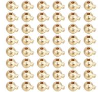 Beebeecraft 100Pcs Stopper Crimp Beads 14K Gold Plated Brass Round Positioning Crimping Beads End Cap Spacer for Jewellery Making Findings DIY Crafts