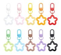 Beebeecraft 10Pcs 10 Colors Star Keychain Candy Color Hollow Five Pointed Stars Key Chains Clip On Charm with Swivel Clasps Resin Metal Car Keys Backpack Key Ring for Purse Handbag Pendants Decoration
