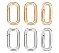 Beebeecraft 10Pcs 2 Color Spring Gate Rings 18x10mm 18K Gold & Platinum Plated Oval Spring Clasps Bracelet Clasps and Closures Connector Carabiner Clip for Jewellery Making Necklace DIY Craft