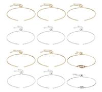 Beebeecraft 10Pcs 2 Colors Adjustable Slider Bracelet Chain 18K Gold & Platinum Plated Brass Slider Bracelet Extender for Jewelry Making DIY Crafts Findings Supplies