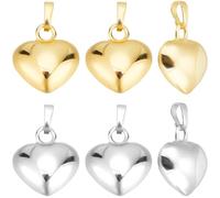 Beebeecraft 10Pcs 2 Colors Heart Charms 18K Gold Plated & 925 Sterling Silver Plated Large Love 3D Dangle Valentine Charms with 3.5mm Jump Ring for Jewellery Making Necklaces Bracelets Diy Crafts