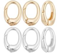 Beebeecraft 10Pcs 2 Colors Oval Spring Clasp 18K Gold&Platinum Plated Teardrop Small Spring Gate Rings Connector for Jewelry Making