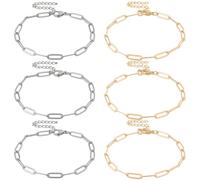 Beebeecraft 10Pcs 2 Colors Paperclip Chain Bracelets 18K Gold Plated 304 Stainless Steel Adjustable for Jewellery Making DIY Crafts