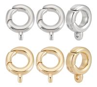 Beebeecraft 10Pcs 2 Colors Spring Gate Rings 18K Gold Plated Round 10mm Spring Ring Clasps and Closures with Hole for Bracelet Necklace Connectors Diy Jewelry Making Supplies