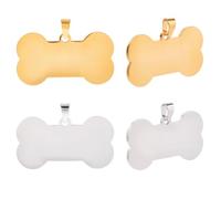 Beebeecraft 10Pcs 2 Colors Stamping Blanks with Hole 0.9x1.6 Inch 304 Stainless Steel Blank Dog Pet ID Tags for Engraving Bone Metal Charms for DIY Craft Message Word Jewelry Making