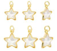 Beebeecraft 10Pcs 2 Sizes Crystal Star Charms Clear Glass 18K Gold Plated Five Pointed Star Charm Transparent Dangle Pentagram for Jewelry Making DIY Crafts Necklace Bracelet Earring
