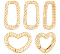 Beebeecraft 10Pcs 2 Styles Spring Gate Rings 18K Gold Plated Brass Twisted Heart Oval Spring Clasps for Bracelets Necklace Enhancer Shortener Connector Carabiner for Jewellery Making Anklet Diy Craft