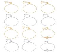 Beebeecraft 10Pcs 4.5 Inch Adjustable Slider Bracelet Chain 18K Gold & Platinum Plated Brass Slider Bracelet Extender for Jewellery Making DIY Crafts Findings Supplies