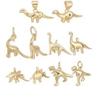 Beebeecraft 10Pcs 5 Styles Dinosaur Charms 18K Gold Plated Small Stegosaurus Brachiosaurus Tyrannosaurus Rex Charm for Jewelry Making Pendant Necklace Craft Key Chain