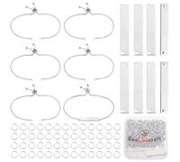 Beebeecraft 10Pcs Adjustable Slider Bracelet for Jewelry Making, 304 Stainless Steel Metal 10Pcs Rectangle Stamping Blanks Connector Charms with Two Holes 100Pcs 5mm Open Jump Rings for DIY Craft