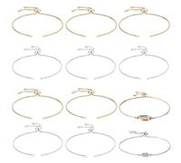 Beebeecraft 10Pcs/Box 120mm 2 Colors Adjustable Slider Bracelet 18K Gold & Platinum Plated Silver Cubic Zirconia Italian Extender Ball end Chain for Jewellery Making DIY Findings