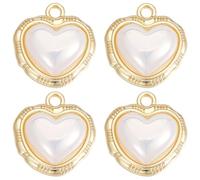 Beebeecraft 10Pcs/Box Pearl Heart Charms 18K Gold Plated Alloy with Acrylic Imitation Pearl Love Pendants Charms for Jewellery Making Necklace Bracelet DIY Crafts (17x16mm)