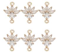 Beebeecraft 10Pcs Flower Connectors Charms K9 Glass Crystal Floral Pendant Links with Double Loops for Bracelet Earring Necklace Jewelry Making