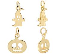 Beebeecraft 10Pcs Ghosts Pumpkin Charms 18K Gold Plated Halloween Enamel Skull Charm Jewelry Findings 13~13.5x8.5~12mm with Storage Box for Making Necklaces Bracelets DIY Crafts