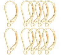 Beebeecraft 10Pcs Leverback Earring Hooks Real 18K Gold Plated 925 Sterling Silver French Earwires Dangle Lever Back Ear Wires Earring Findings for Jewellery Making Supplies DIY Crafting Women