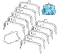 Beebeecraft 10Pcs Metal Kiss Clasp Purse Frame Hardware Replacements Silver Retro Rectangle Sewing Crochet Bag Kiss Clack Clasp Lock for DIY Crafts Purse Wallet Making Coin Bag Clutch Handbag