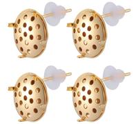Beebeecraft 12 Sets Sieve Stud Earring Findings 12mm Round Post with Loop 18K Gold Plated for Handmade Personalized Earring Jewelry Making DIY Crafts