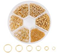 Beebeecraft 1200Pcs 6 Styles 304 Stainless Steel Jump Rings 4/5/6/7/8mm 18k Gold Plated Open Jump Ring O Chainmail Rings Connector with Storage Box for Jewellery Making Necklace Bracelets Keychain