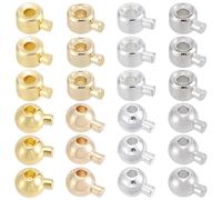 Beebeecraft 120Pcs 2 Styles 4 Colors Crimp Beads for Jewelry Making Brass Round Column Stopper Crimp Beads Metal Ball Spacer Beads for Bracelet Necklace Ends Accessories
