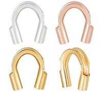 Beebeecraft 120Pcs/Box 3 Colors Wire Guardian U Shape Wire Guard Loops 18K Gold Plated Brass Thread Protector for Jewelry Making Bracelet Necklaces(Hole: 0.6mm)