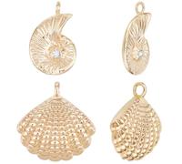 Beebeecraft 12Pcs 2 Styles Conch Shell Charms 18K Gold Plated Metal Summer Ocean See Theme Snail and Scallop Charm for Jewelry Making DIY Crafts Pendant Necklace