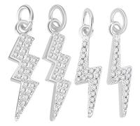 Beebeecraft 12Pcs 2 Styles Lightning Charms Cubic Zirconia Thunder Dangle Flash Charms for Bracelet Necklace Earrings Diy Jewelry Making