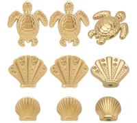 Beebeecraft 12Pcs 3 Styles Tortoise Seashell Beads 18K Gold Plated Sea Animal Spacer Loose Bead Findings for Summer DIY Jewelry Necklaces Bracelets Earrings