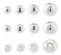 Beebeecraft 12Pcs 4 Sizes Stopper Beads 3/4/5/6mm 925 Sterling Silver Slider Beads with Rubber Inside Loose for Adjustable Jewelry Making DIY Crafts