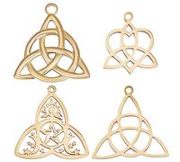 Beebeecraft 12Pcs 4 Style Celtic Knot Charms Stainless Steel Chinese Pagan Heart Round with Trinity Knot Hollow Pendant Charms for DIY Necklace Bracelet Jewellery Making