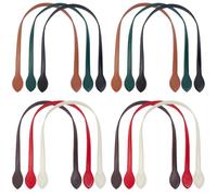 Beebeecraft 12Pcs 6 Colors Leather Purse Straps Short Bag Handles Purse Bag Strap with Ear Shape End Holes for DIY Crocheted Wallet Tote Making Repairing