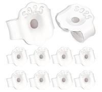 Beebeecraft 12Pcs 925 Sterling Silver Replacement Flat Push On Earring Backs, Butterfly Earring Backs Secure Ear Locking for Stud Earrings Sensitive Skin Droopy Ears Stopper Lifters