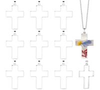 Beebeecraft 12Pcs Hollow Cross Charms Open Back Bezels with Bails 304 Stainless Steel Silver Crucifix Easter Small Vintage Frame Pendants for DIY Bracelet Necklace Crafts Jewelry Making 27.5x39.5mm