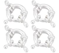 Beebeecraft 12Pcs Silver Spring Ring Clasps 925 Sterling Silver Plated Brass Small 24 x 19.5mm Clasp Connector Round Link Clasps with 2 Hole for Jewellery Making Necklaces Bracelets DIY Craft