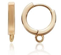 Beebeecraft 14Pcs 18K Gold Plated Leverback Earring Hooks Small Huggie Hoop Earrings with Loop French Ear Wires Lever Back Hooks for DIY Jewelry Making 0.47x0.59 Inch