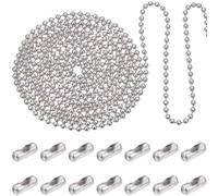 Beebeecraft 16.4 Feet/5m Beaded Ball Pull Chain Extension Roller Shade 304 Stainless Steel Bead Chain Extender with 20Pcs Matching Connectors for Window Blind Vertical Replacement (4.5 mm,Silver)