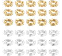 Beebeecraft 160Pcs Split Jump Rings 5mm 24K Gold & Sterling Silver Plated Brass Tiny Round Open Double Loop Jump Rings Connectors for Jewellery Making Necklaces Keychains (Gold Silver)