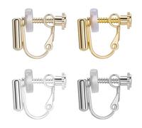 Beebeecraft 16Pcs 4 Styles Clip On Earring Converter Screw Back 18K Gold & 14K Gold & Sterling Silver & Platinum Plated Clip-on Earring Findings Components with 20Pcs Ear Pads for Non-pierced Ears