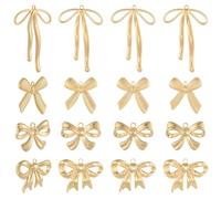 Beebeecraft 16Pcs 4 Styles Gold Bowknot Charms Real 18K Gold Plated 304 Stainless Steel Dangle Bow Charms Findings for Jewelry Making Earrings Bracelets Necklaces DIY Crafting Supplies Gifts