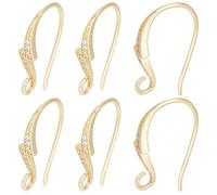 Beebeecraft 16Pcs Cubic Zirconia Earring Hooks, 18K Gold Plated Lightning Flash French Hook Earring Wires Fish Hook Ear Wire Finding with Loop for Jewelry Making Diy Craft
