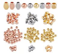 Beebeecraft 180Pcs 3 Styles 3 Colors 18K Gold & Long-Lasting Plated Brass Beads Round Rhombus Cube Spacer Beads for Jewellery Making Necklace Bracelet Earring DIY Craft